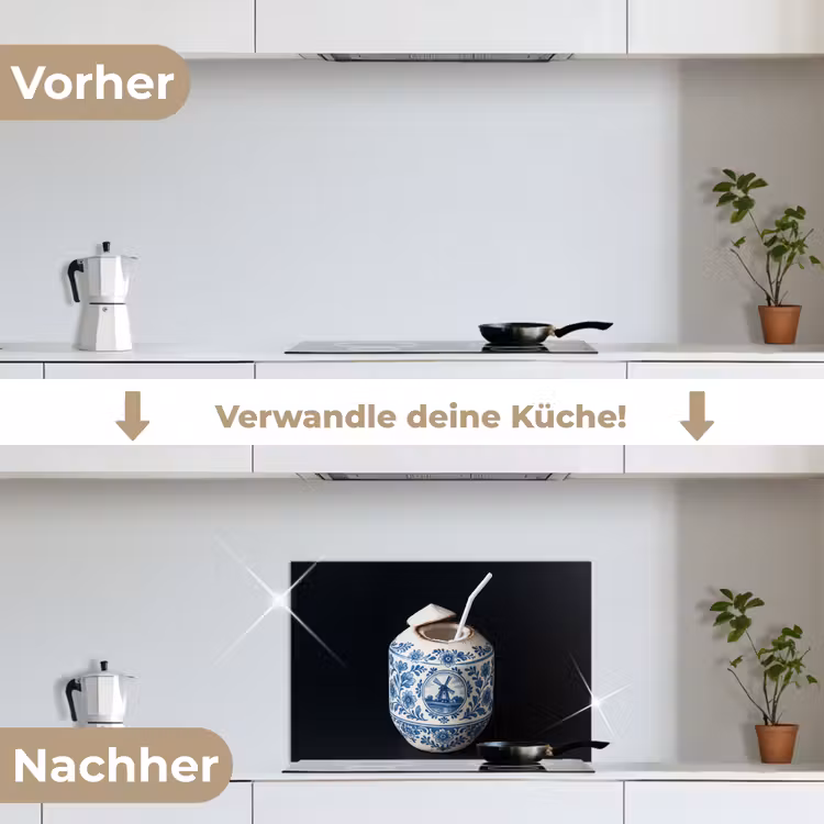 Kokosnoot - Eten - Delfts blauw - Drinken keuken achterwand spatscherm klein -voor_na_DE