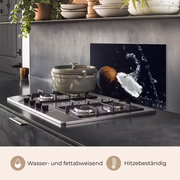 Kokosnoot - Stilleven - Water - Zwart - Fruit keuken achterwand spatscherm klein -usp_DE
