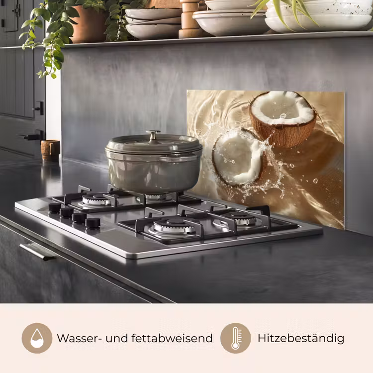 Kokosnoot - Water - Beige - Spetters keuken achterwand spatscherm klein -usp_DE