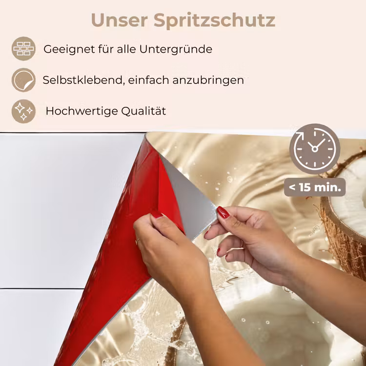 Kokosnoot - Water - Beige - Spetters keuken achterwand spatscherm klein -spatscherm_DE
