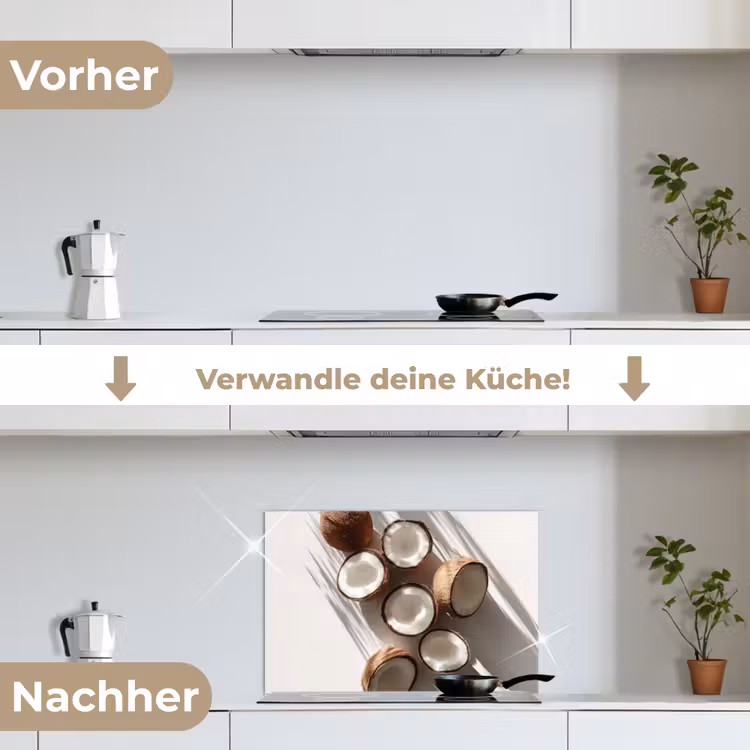 Kokosnoten - Bruin - Shaduw keuken achterwand spatscherm klein -voor_na_DE