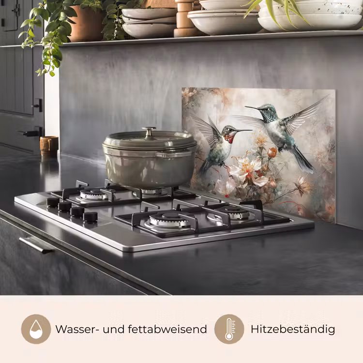 Kolibrie - Vogels - Bloemen - Planten keuken achterwand spatscherm klein -usp_DE