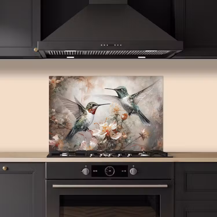 Kolibrie - Vogels - Bloemen - Planten keuken achterwand spatscherm klein -sfeer1