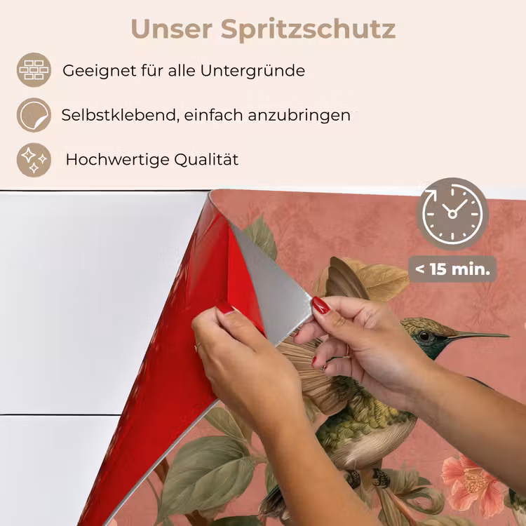 Kolibries - Bloemen - Groen - Roze keuken achterwand spatscherm klein -spatscherm_DE