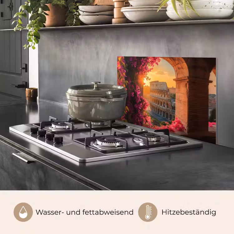 Colosseum - Rome - Roze Bloemen keuken achterwand spatscherm klein -usp_DE