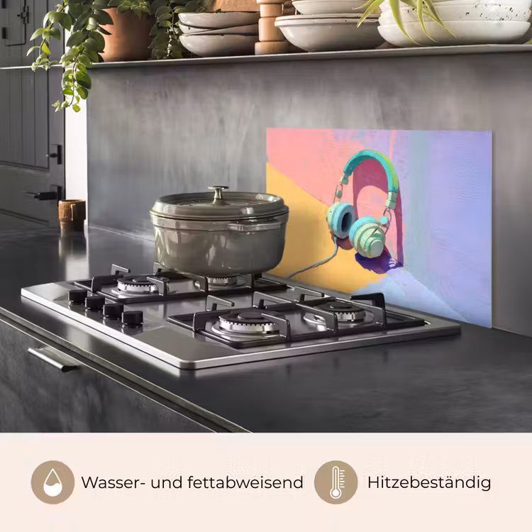 Koptelefoon - Mintgroen - Draad keuken achterwand spatscherm klein -usp_DE