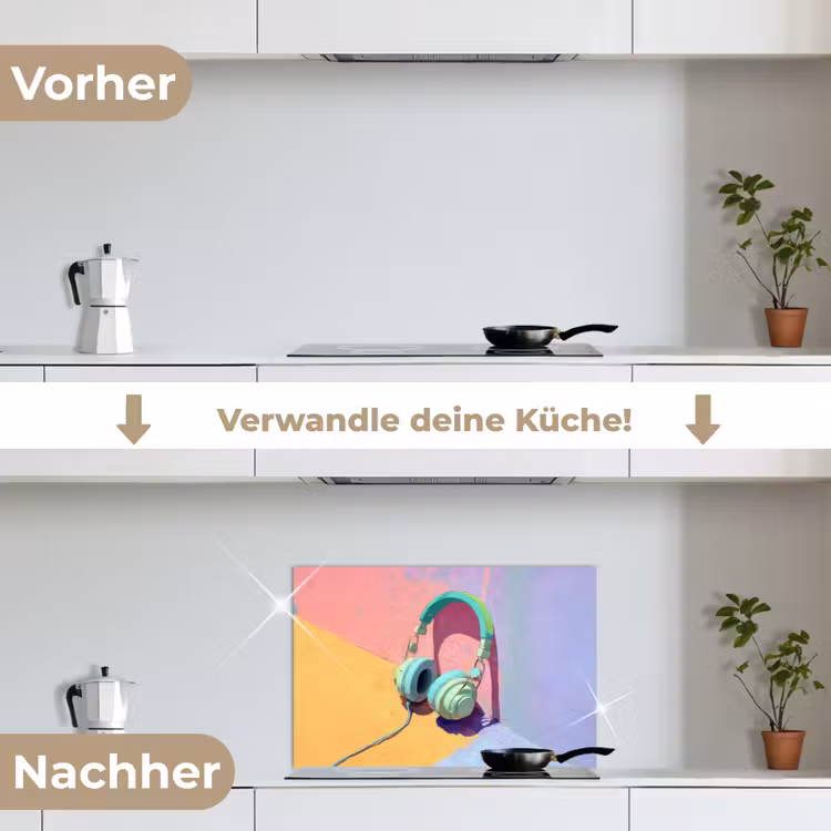 Koptelefoon - Mintgroen - Draad keuken achterwand spatscherm klein -voor_na_DE