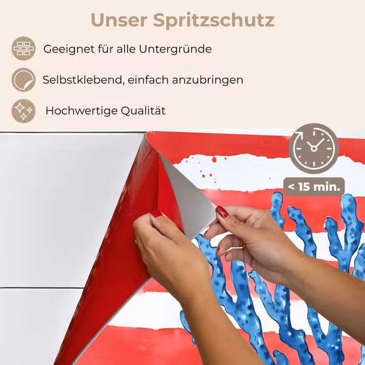 Koraal - Verfstructuur - Rood - Blauw keuken achterwand spatscherm klein -spatscherm_DE