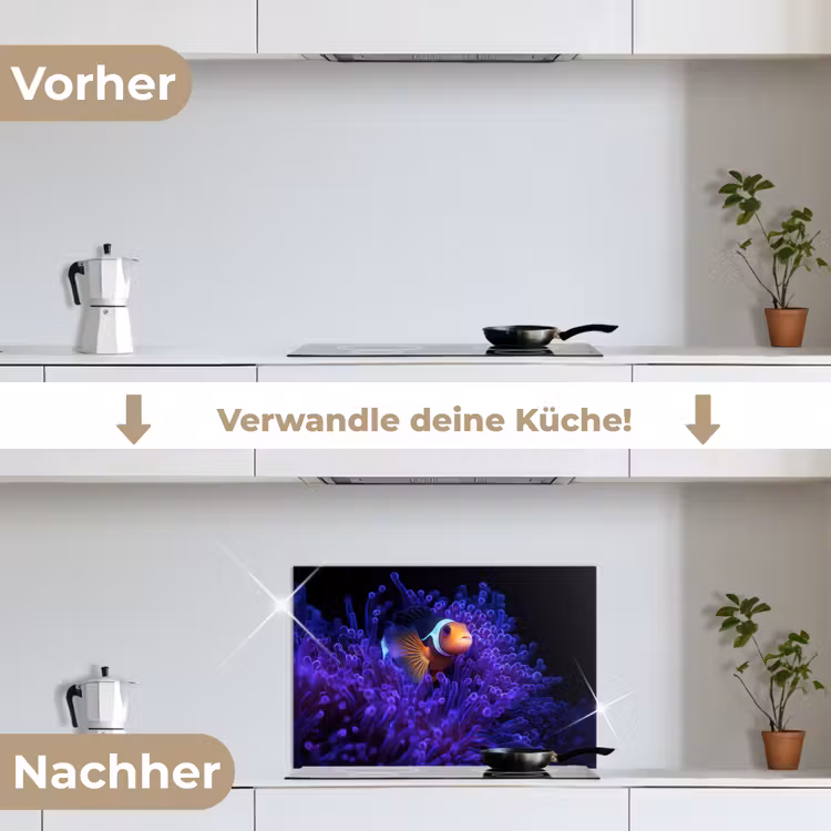Koraal - Vis - Oranje - Zee keuken achterwand spatscherm klein -voor_na_DE