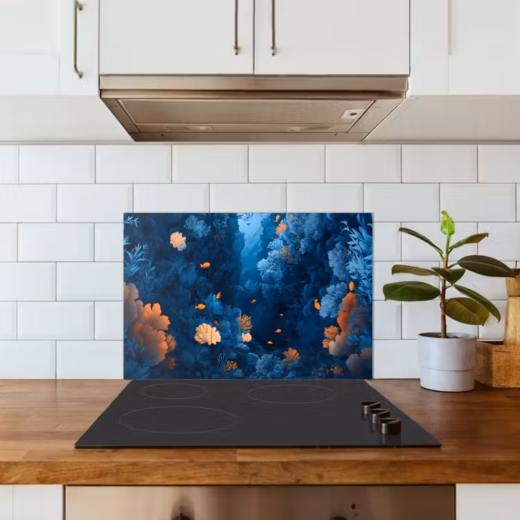 Koraalrif - Vissen - Oceaan - Blauw keuken achterwand spatscherm klein -sfeer2