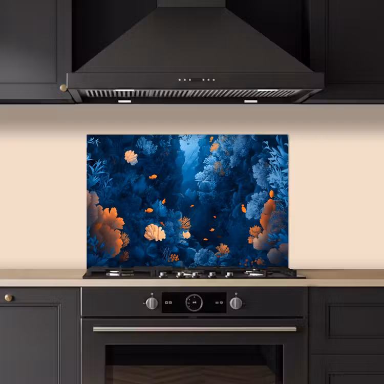 Koraalrif - Vissen - Oceaan - Blauw keuken achterwand spatscherm klein -sfeer1