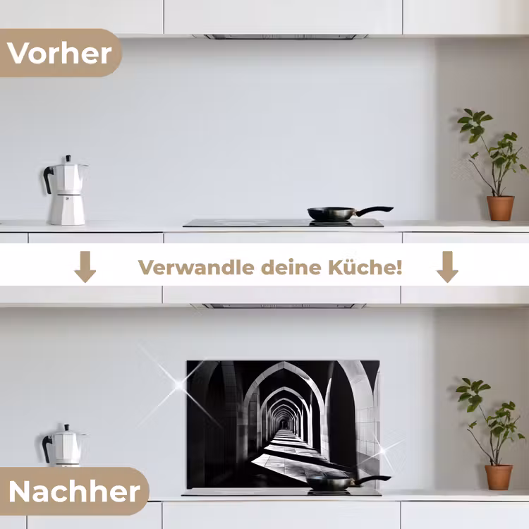 Gang - Bogen - Schaduw - Diepte keuken achterwand spatscherm klein -voor_na_DE