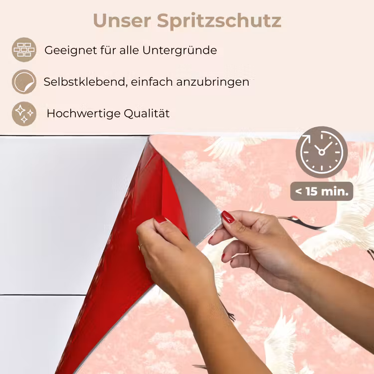 Kraanvogels - Bloesem - Roze keuken achterwand spatscherm klein 900 -spatscherm_DE