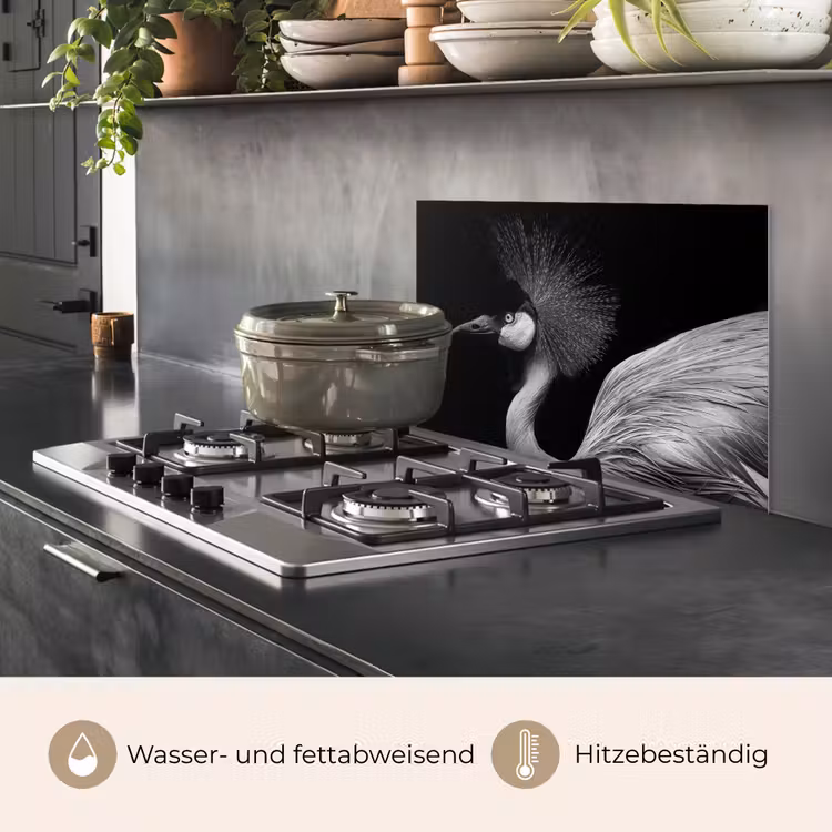 Kraanvogel - Zwart - Wit - Vogel - Dieren keuken achterwand spatscherm klein -usp_DE