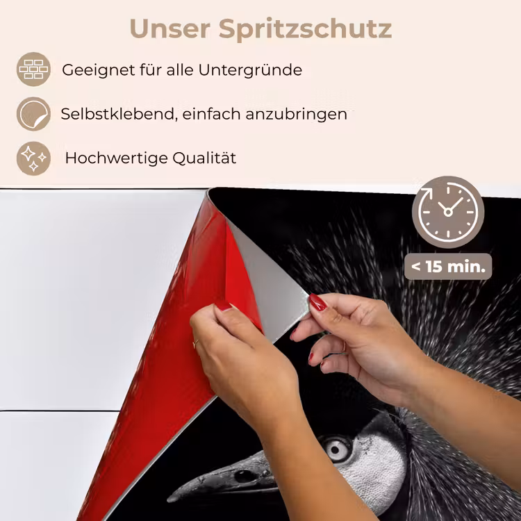 Kraanvogel - Zwart - Wit - Vogel - Dieren keuken achterwand spatscherm klein -spatscherm_DE