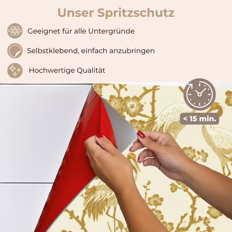 Kraanvogels - Kersenbloesem - Goud keuken achterwand spatscherm klein 900 -spatscherm_DE