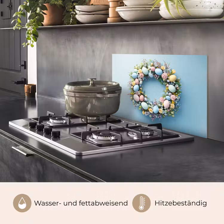 Krans - Eieren - Bloemen keuken achterwand spatscherm klein -usp_DE