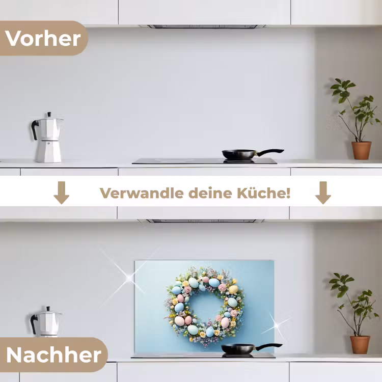 Krans - Eieren - Bloemen keuken achterwand spatscherm klein -voor_na_DE