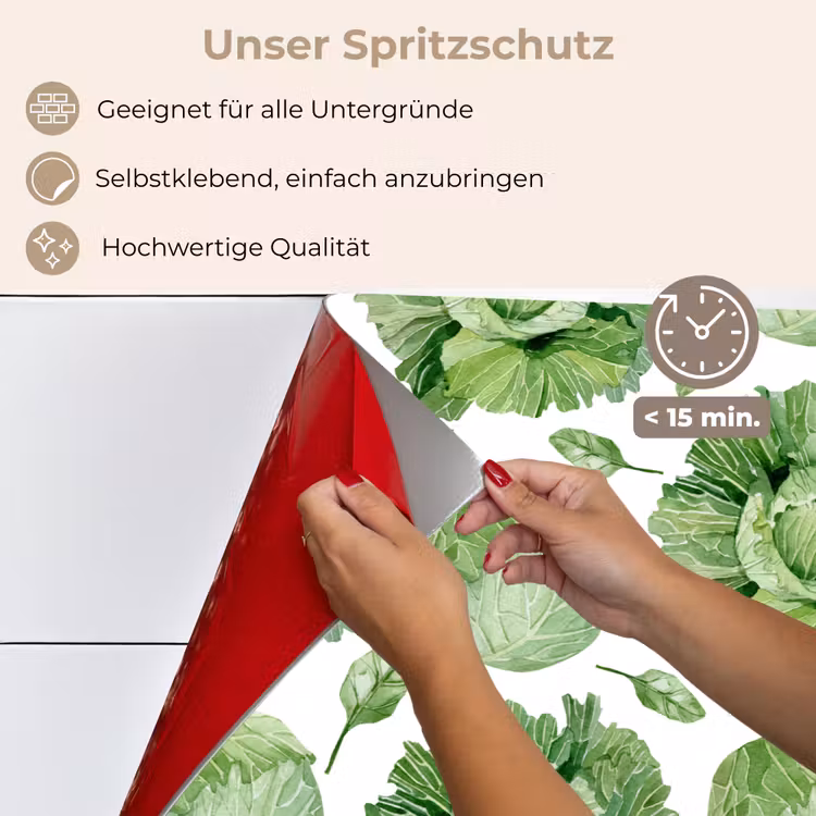 Kool - Bladgroen - Wit - Patroon keuken achterwand spatscherm klein 900 -spatscherm_DE