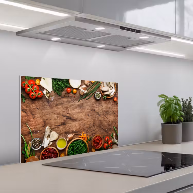 Kruiden - Groente - Rustiek keuken achterwand spatscherm klein -3d_schuin