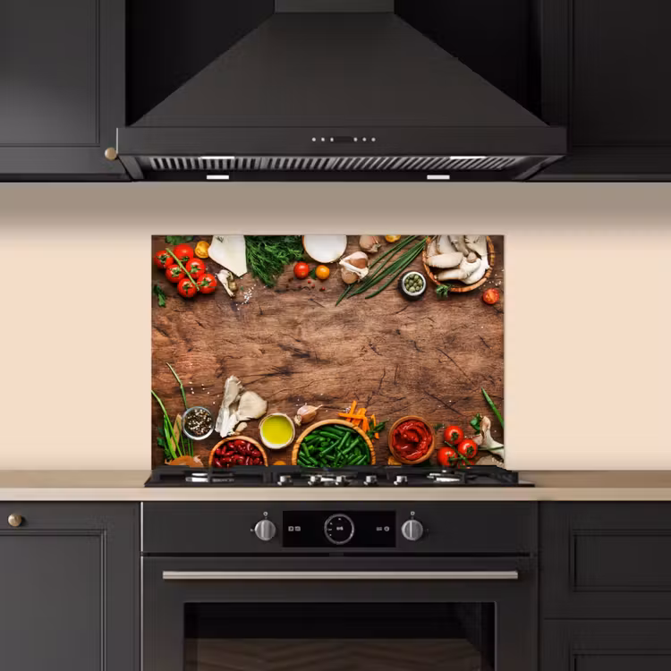 Kruiden - Groente - Rustiek keuken achterwand spatscherm klein -sfeer1