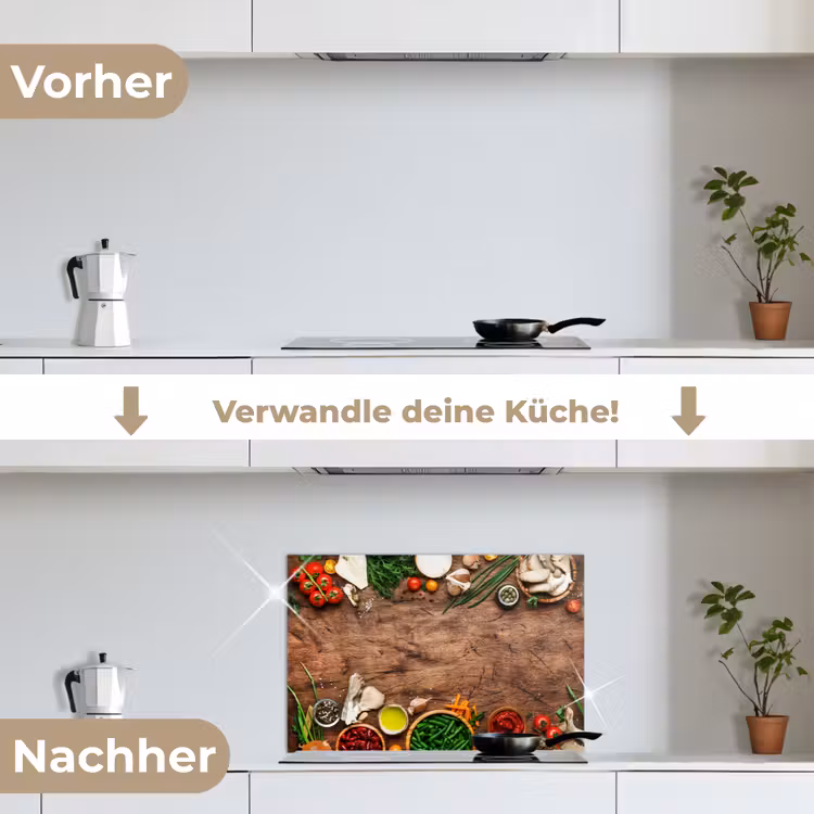 Kruiden - Groente - Rustiek keuken achterwand spatscherm klein -voor_na_DE