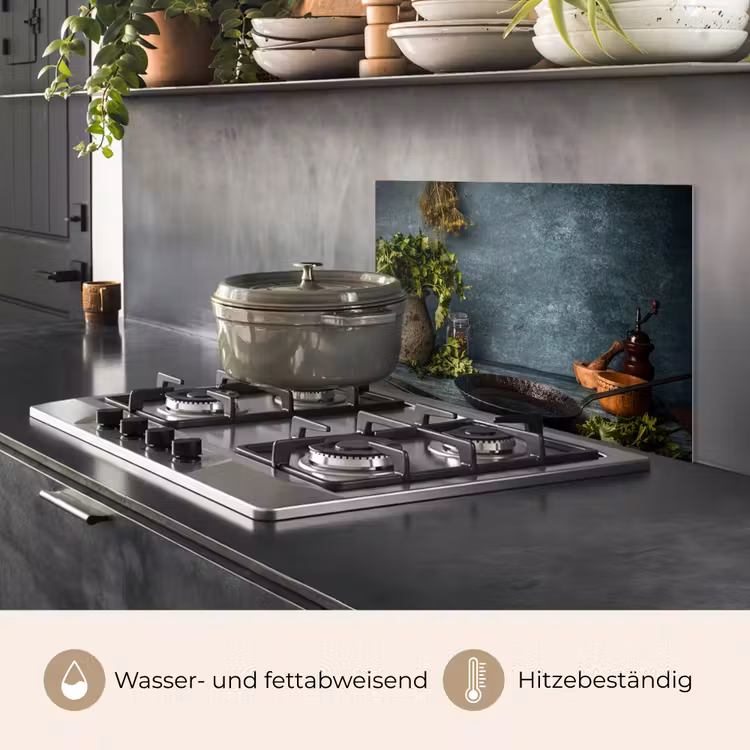 Kruiden - Specerijen - Pan - Mes - Grijs - Rustiek keuken achterwand spatscherm klein -usp_DE