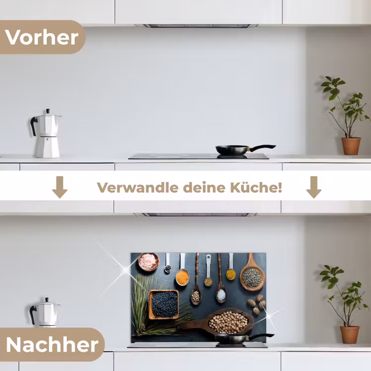 Kruiden - Lepels - Specerijen - Keuken keuken achterwand spatscherm klein -voor_na_DE