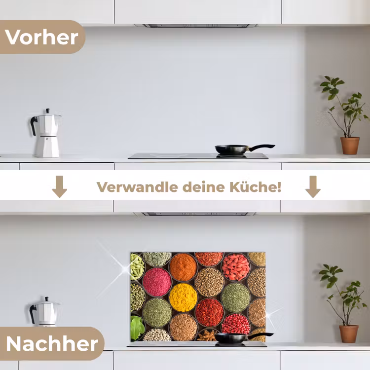 Kruiden - Schaaltjes - Kleurrijk - Textuur keuken achterwand spatscherm klein -voor_na_DE