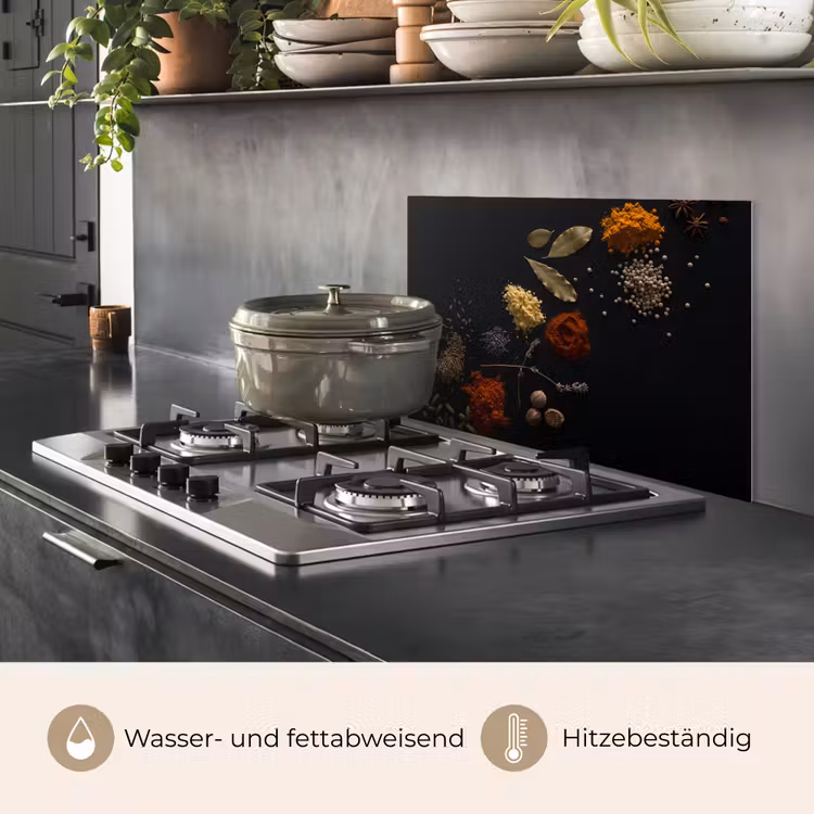 Kruiden - Zwart - Specerijen - Keuken - Koken keuken achterwand spatscherm klein -usp_DE