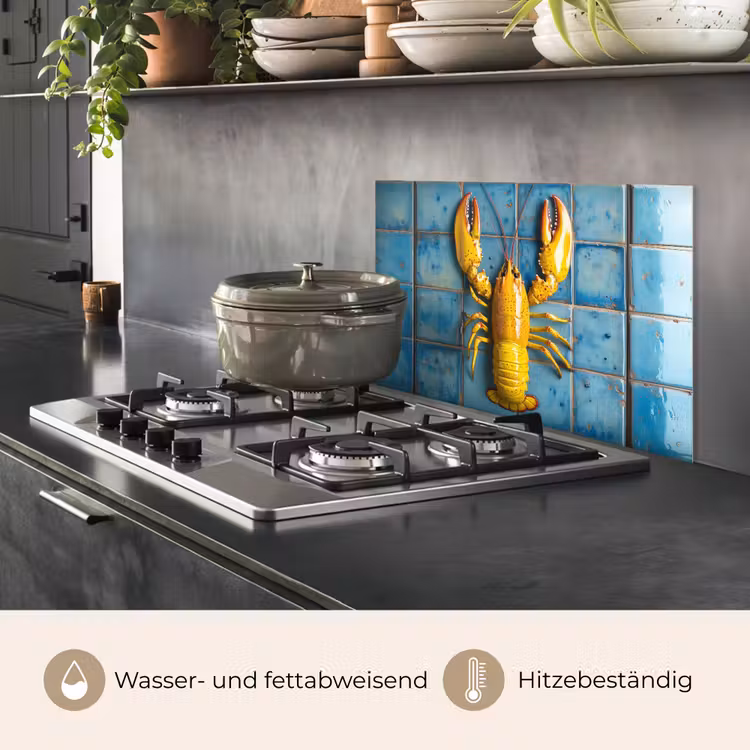 Kreeft - Geel - Blauw - Tegels keuken achterwand spatscherm klein -usp_DE
