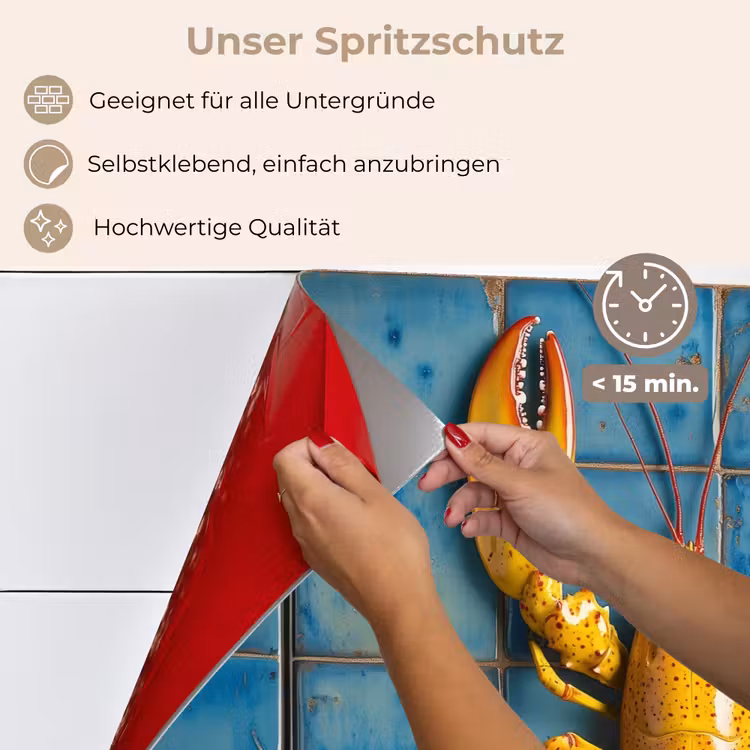 Kreeft - Geel - Blauw - Tegels keuken achterwand spatscherm klein -spatscherm_DE