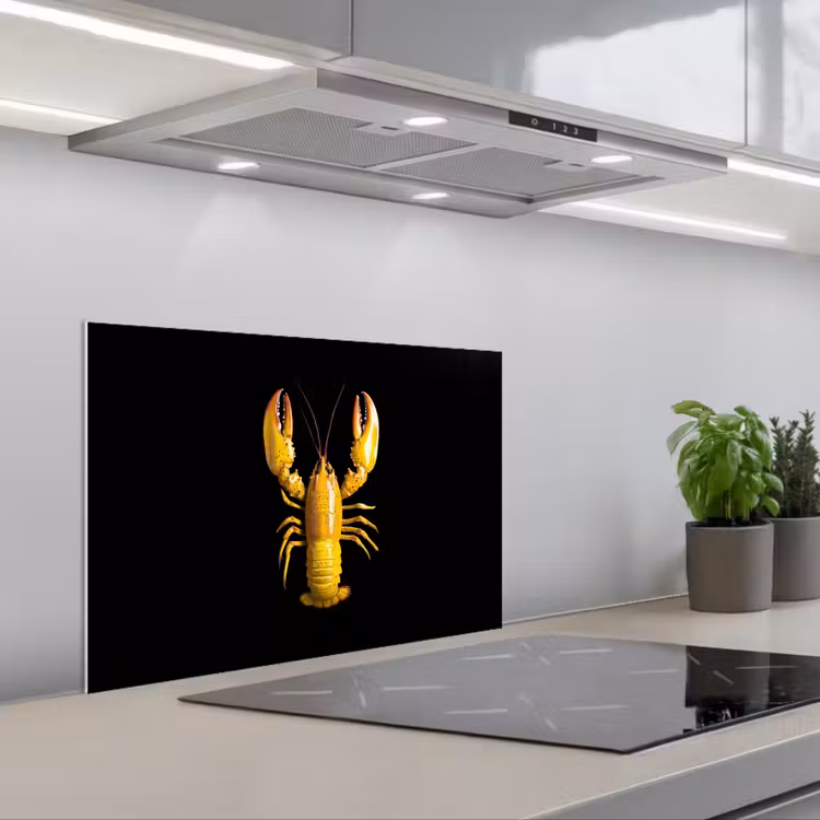 Kreeft - Geel - Stippen - Effen keuken achterwand spatscherm klein -3d_schuin