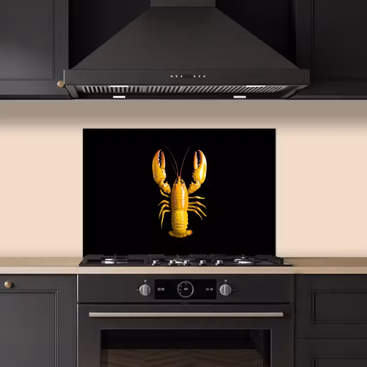 Kreeft - Geel - Stippen - Effen keuken achterwand spatscherm klein -sfeer1