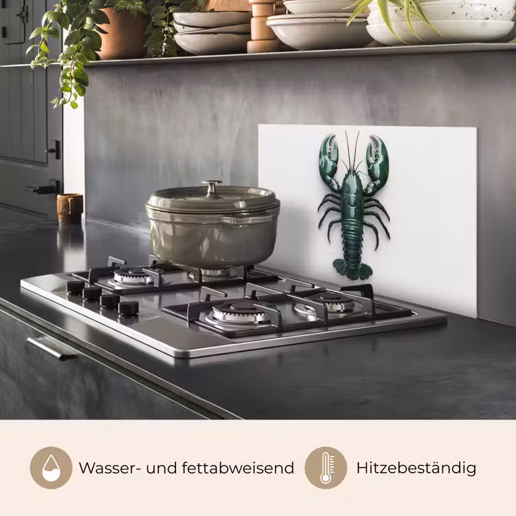 Kreeft - Glossier - Groen - Wit keuken achterwand spatscherm klein -usp_DE