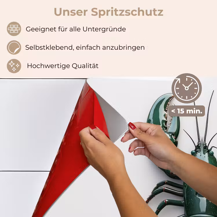 Kreeft - Glossier - Groen - Wit keuken achterwand spatscherm klein -spatscherm_DE
