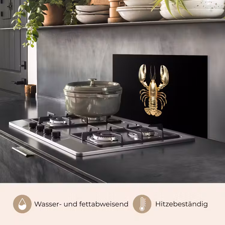 Kreeft - Goud - Textuur - Zwart keuken achterwand spatscherm klein -usp_DE