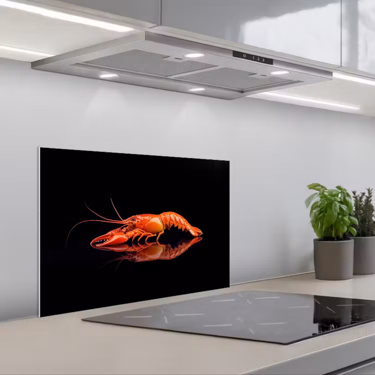 Kreeft - Oranje - Zwart - Opvallend keuken achterwand spatscherm klein -3d_schuin