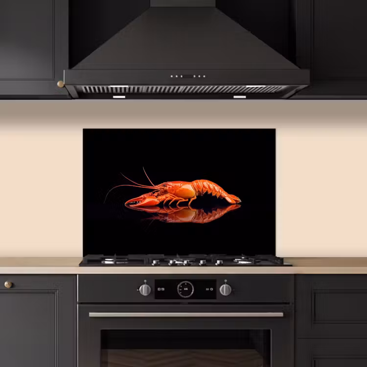 Kreeft - Oranje - Zwart - Opvallend keuken achterwand spatscherm klein -sfeer1