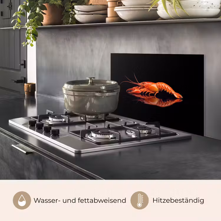 Kreeft - Oranje - Zwart - Opvallend keuken achterwand spatscherm klein -usp_DE