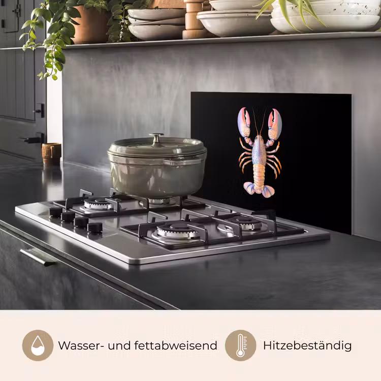 Kreeft - Roze - Zacht - Zwart keuken achterwand spatscherm klein -usp_DE