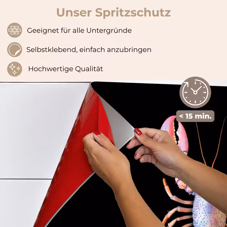 Kreeft - Roze - Zacht - Zwart keuken achterwand spatscherm klein -spatscherm_DE