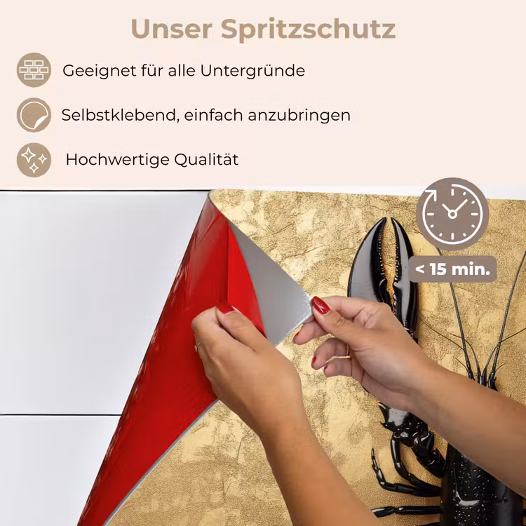 Kreeft - Zwart - Goud - Luxe keuken achterwand spatscherm klein -spatscherm_DE