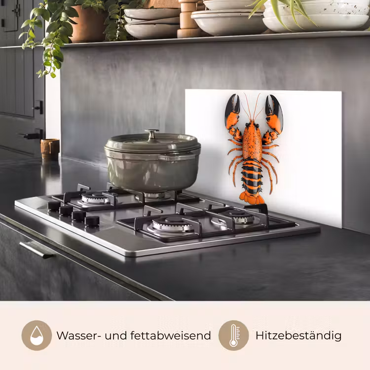 Kreeft - Zwart - Oranje - Wit - Uniek keuken achterwand spatscherm klein -usp_DE