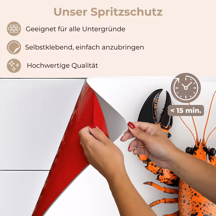 Kreeft - Zwart - Oranje - Wit - Uniek keuken achterwand spatscherm klein -spatscherm_DE