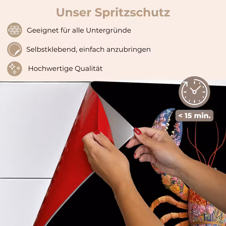 Kreeft - Borduur - Kleurrijk - Bloemen keuken achterwand spatscherm klein -spatscherm_DE