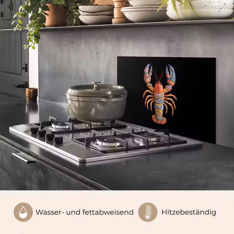 Kreeft - Borduur - Kleurrijk - Bloemen keuken achterwand spatscherm klein -usp_DE