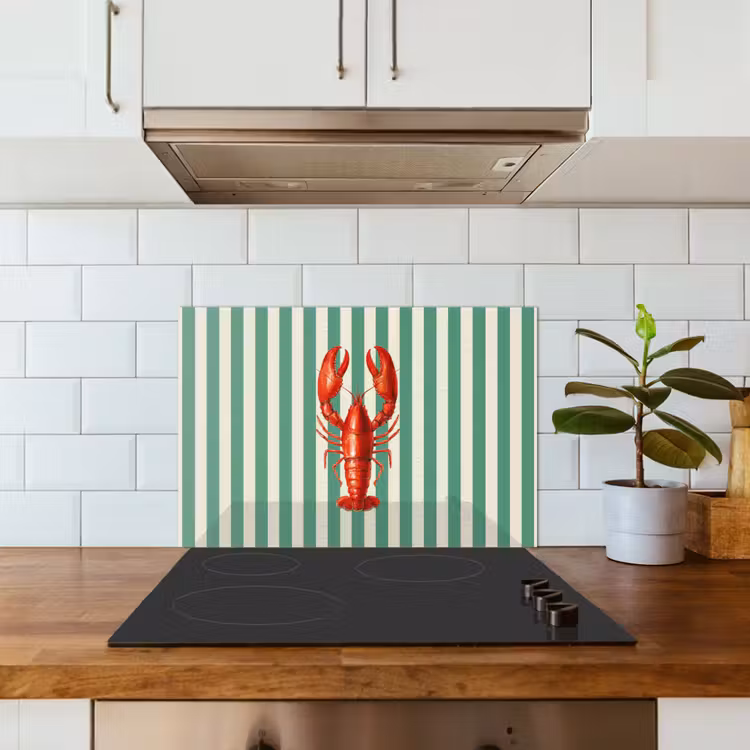 Kreeft - Strepen - Realistisch - Zomers keuken achterwand spatscherm klein -sfeer2