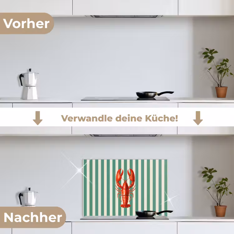 Kreeft - Strepen - Realistisch - Zomers keuken achterwand spatscherm klein -voor_na_DE