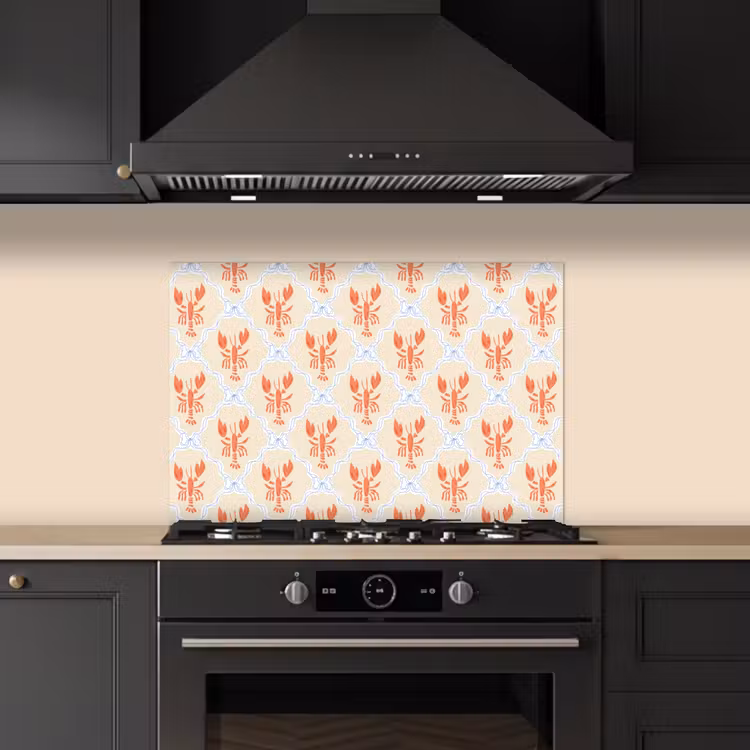 Zee - Kreeft - Blauw - Geel - Oranje keuken achterwand spatscherm klein 900 -sfeer1